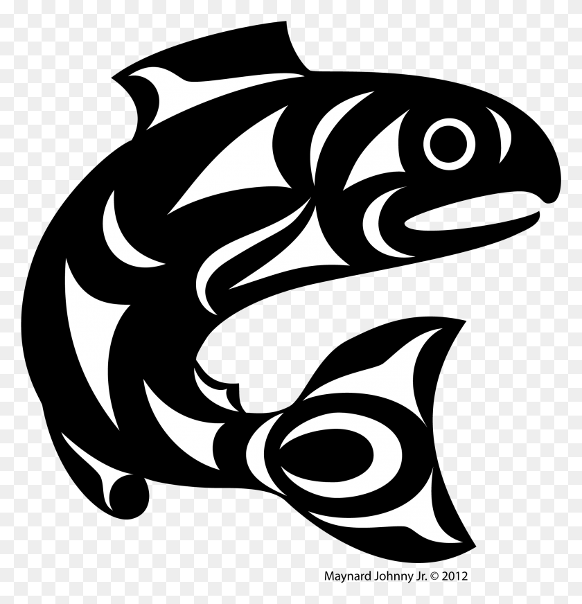 2091x2177 Descargar Png Transparente Sin Bordes Salmonstthaqwi Northwest Coast Art Fish, Gráficos, Diseño Floral Hd Png