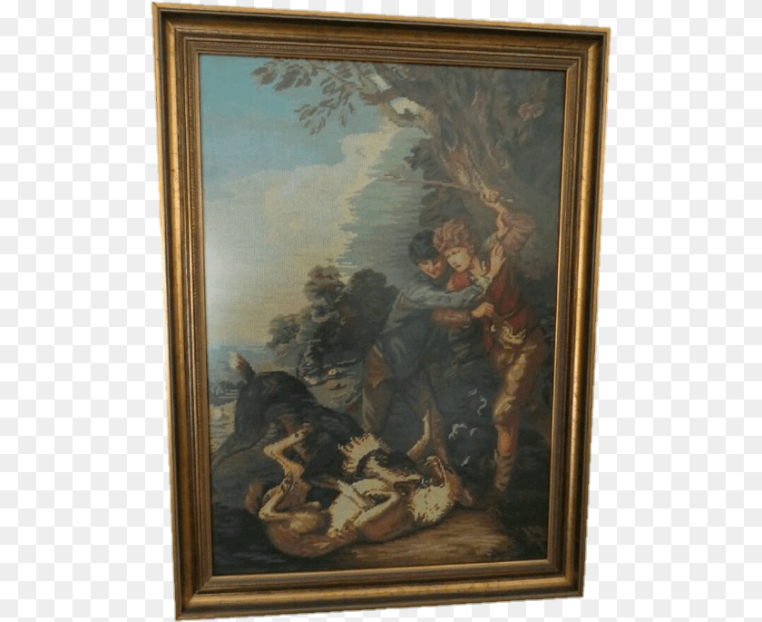 Image Two Shepherd Boys With Dogs Fighting, Art, Painting, Adult, Person PNG