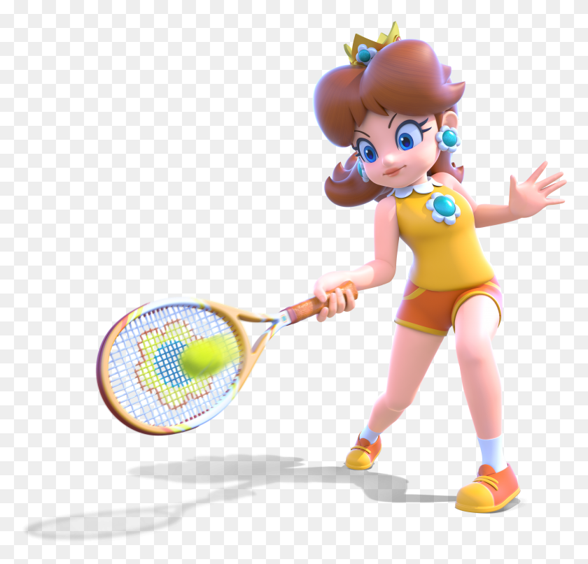 3471x3327 Imagedaisy Finally Got New Artwork In Mario Tennis Daisy Mario Tennis Aces, Person, Human, Racket HD PNG Download