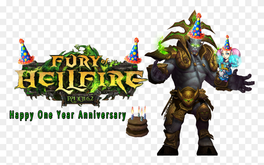1160x695 Imagehappy One Year Anniversary Fury Of Hellfire, World Of Warcraft, Birthday Cake, Cake HD PNG Download