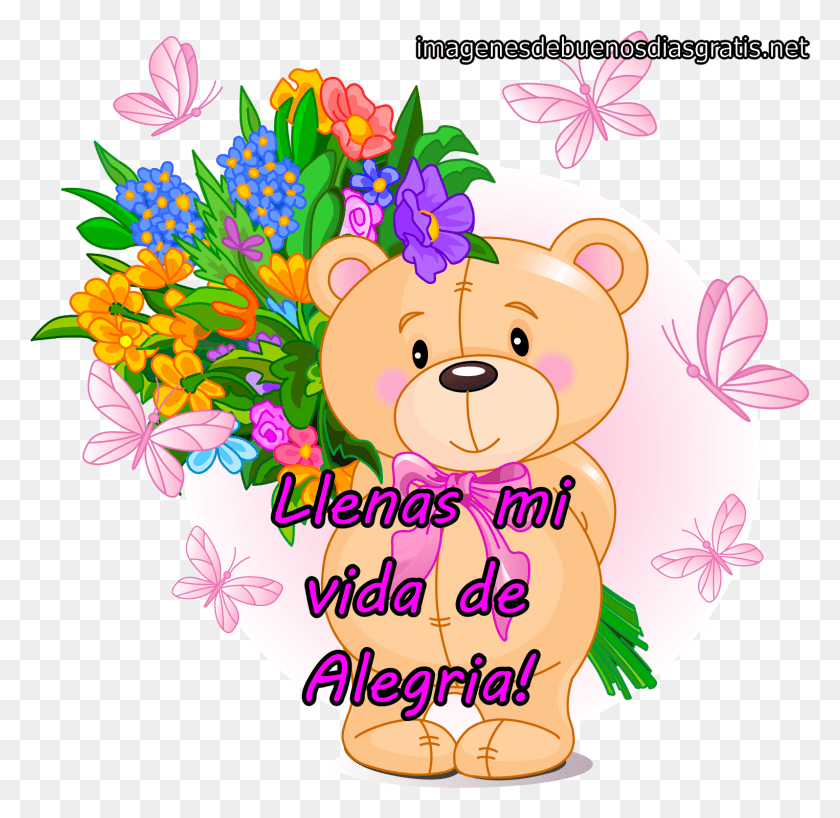 1525x1483 Imagenes De Amor Teddy Bear With Cartoon Flowers, Graphics, Floral Design HD PNG Download