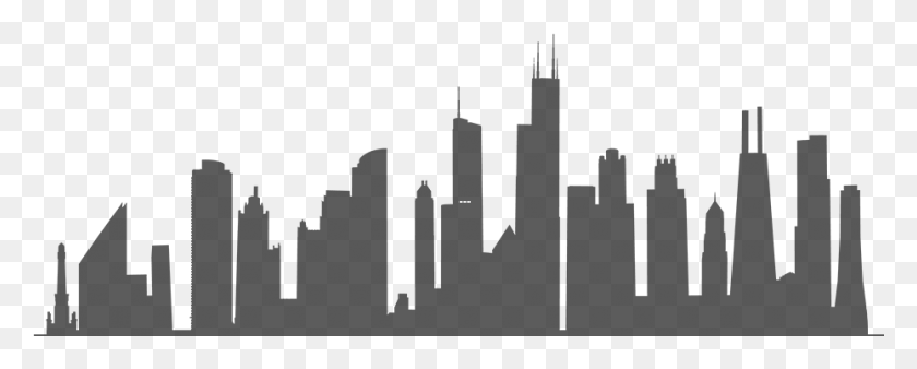 930x332 Images Of City Silhouette Chicago Skyline Silhouette, Architecture, Building HD PNG Download