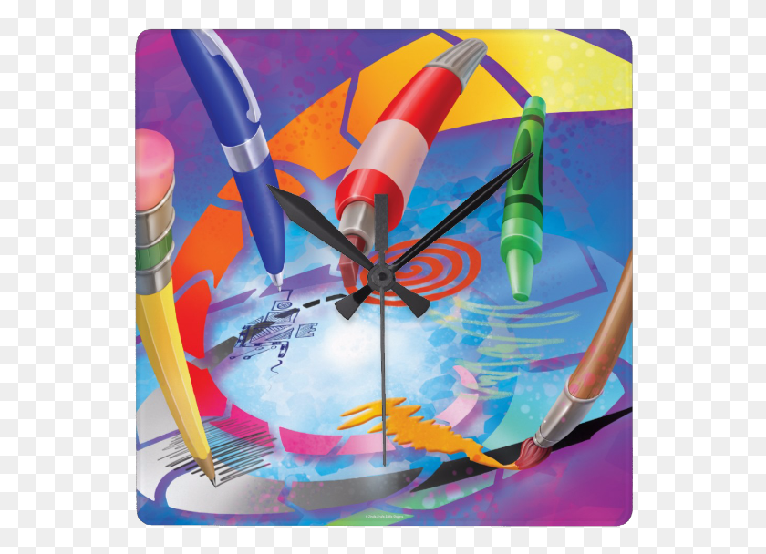 548x548 Imagination Clock Painting, Analog Clock, Crayon, Purple HD PNG Download