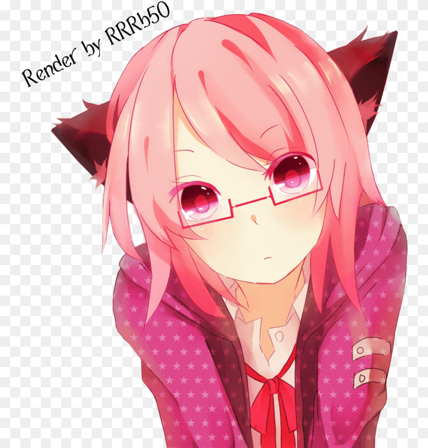 760x879 Img Cat Ears Anime Girl With Pink Hair Cat, Adult, Book, Comics, Female PNG