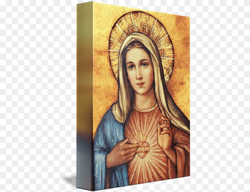 441x646 Immaculate Heart Of Mary Our Lady Picture Painting By Immaculate Heart Of Mary Icon, Head, Art, Portrait, Face Clipart PNG