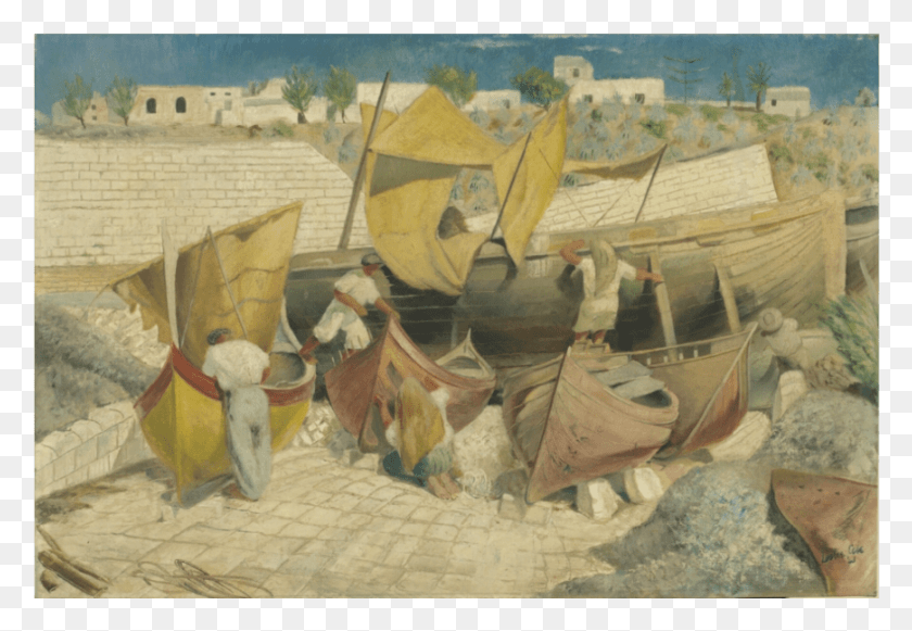 870x582 Imperial War Museum Painting Showing Five Maltese Fishermen Painting, Person, Human HD PNG Download