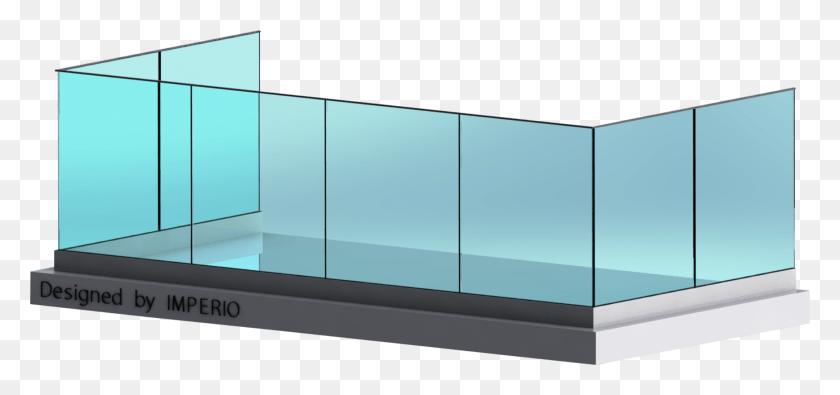 2174x934 Imperio L Series Glass Railing Frameless, Furniture, Sideboard, Cabinet HD PNG Download