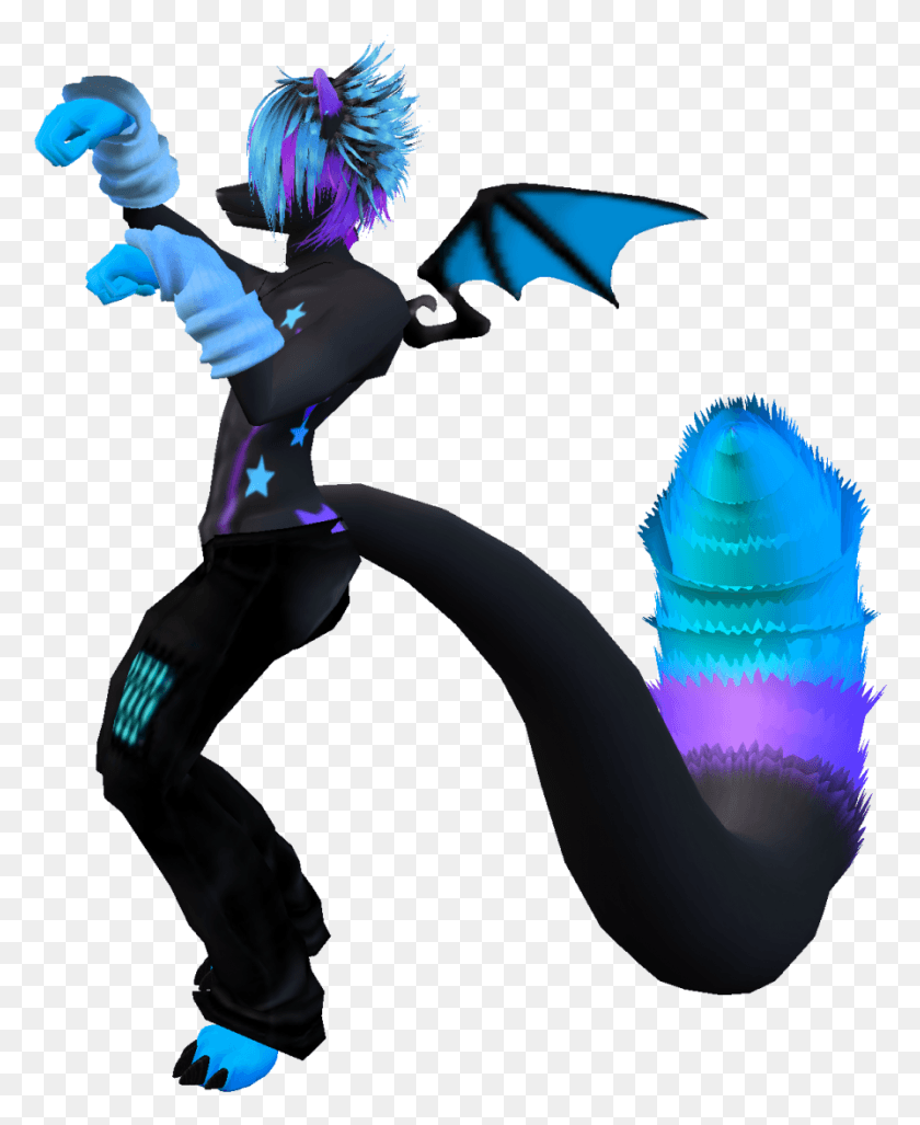 895x1110 Imvu Furry Template 259359 Black And Blue Male Furry, Person, Human, Dragon HD PNG Download