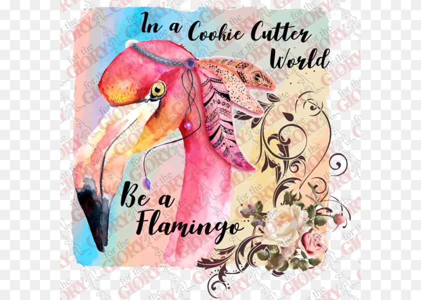 600x600 In A Cookie Cutter World Flamingo Journal Watercolor Flamingo Illustrations, Art, Collage, Graphics, Animal Clipart PNG