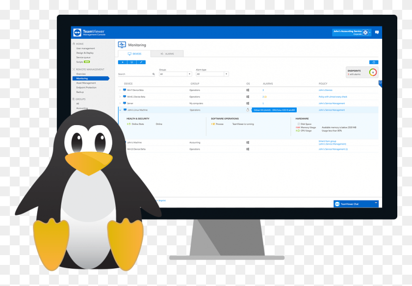 1035x695 In Addition To Alerts In Your Teamviewer Client You Penguin, Computer, Electronics, Monitor HD PNG Download