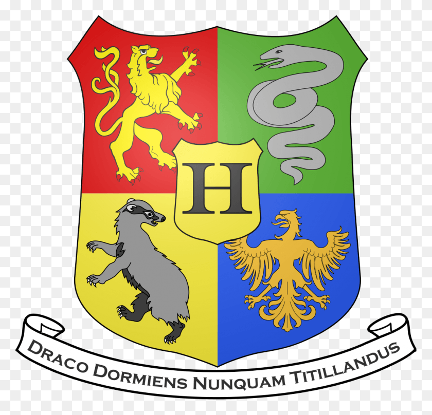 1067x1024 In Hogwarts We Have Four Houses Coat Of Arms Hogwarts, Label, Text, Logo HD PNG Download