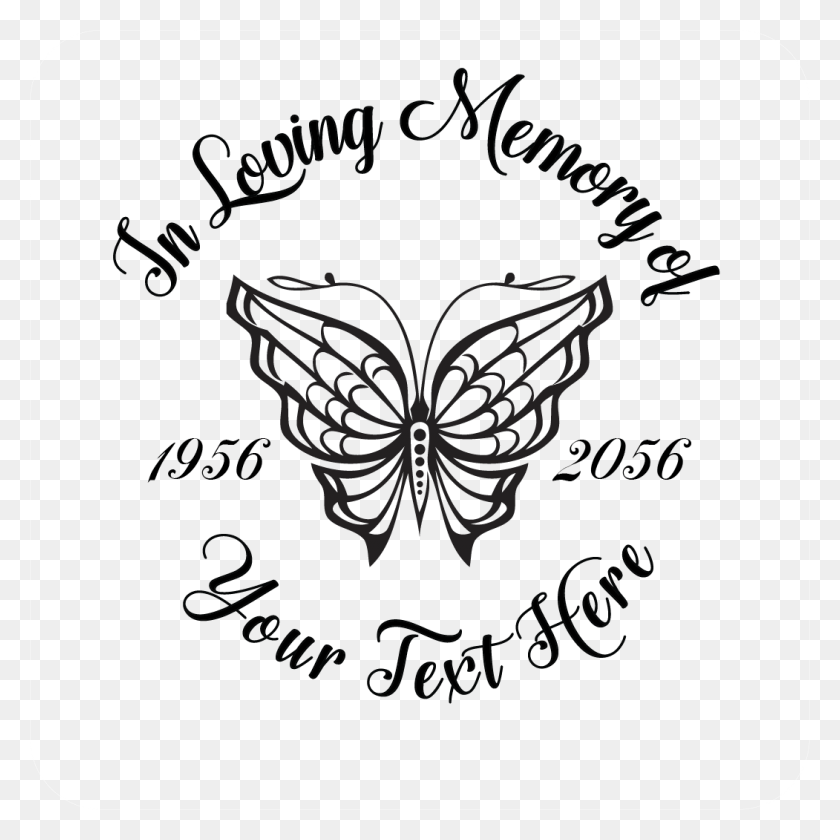 1051x1051 In Loving Memory Butterfly Decal Loving Memory Writing, Text, Handwriting, Stencil HD PNG Download