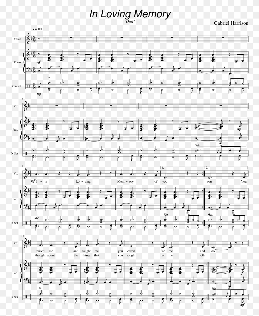773x963 In Loving Memory Sheet Music For Piano Voice Percussion, Gray, World Of Warcraft HD PNG Download