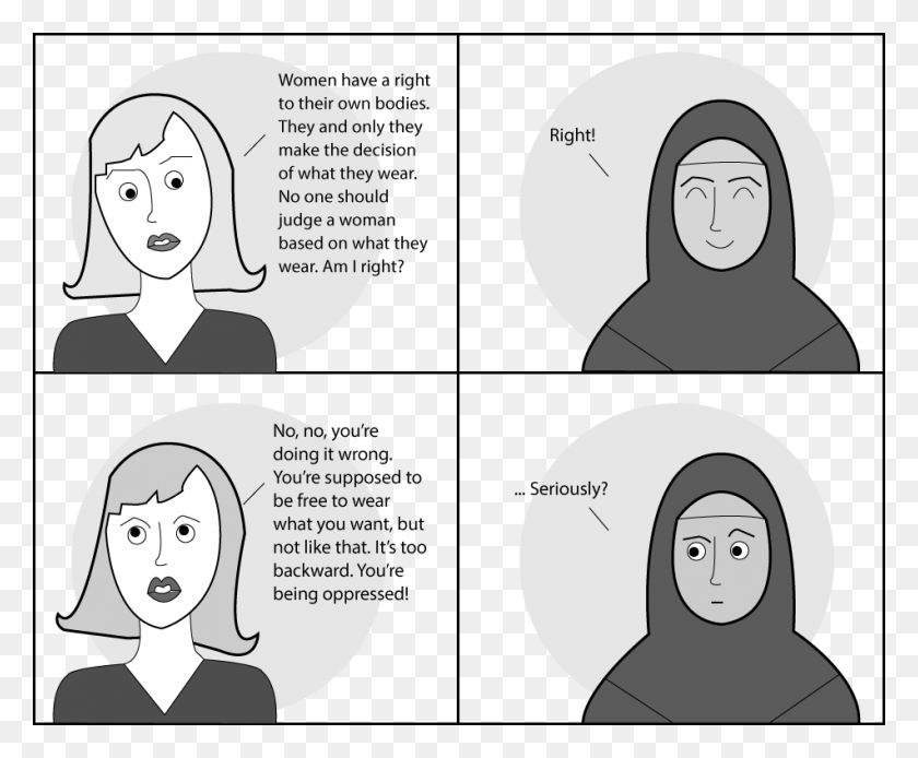 951x773 In The Cartoon Above Two Women Exchange Conversation Nun Head Covering Cartoon, Face, Crowd, Word HD PNG Download