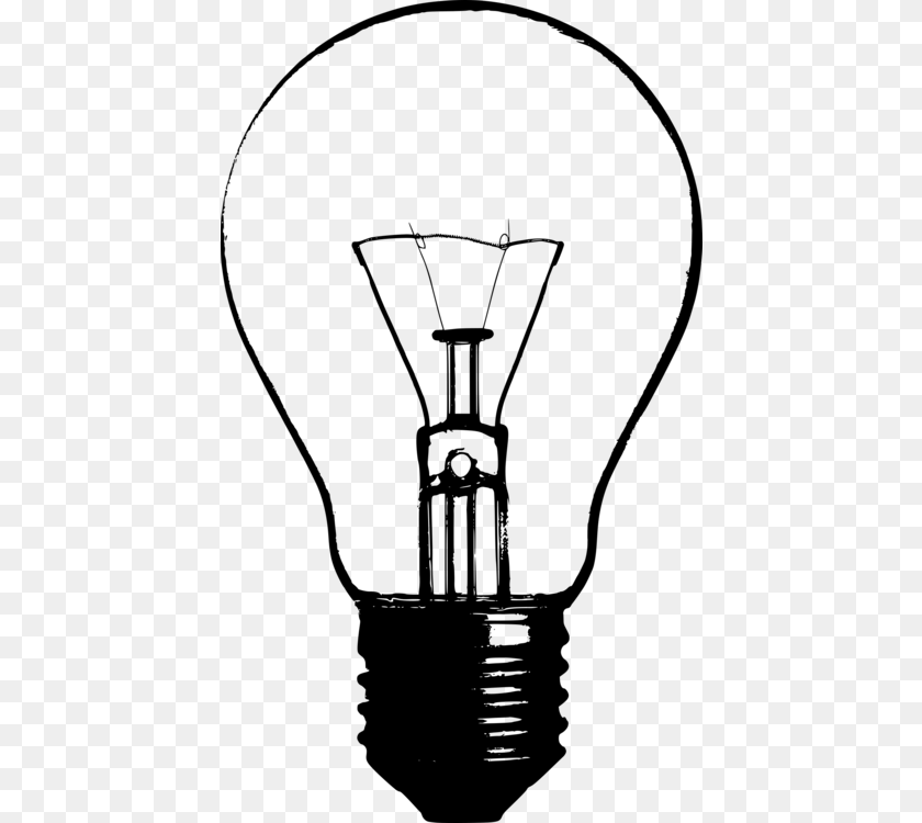 Incandescent Light Bulb Lamp Drawing Silhouette, Gray Sticker PNG