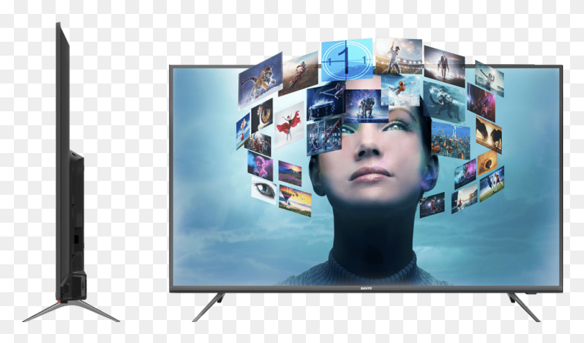 992x551 Дюймов 4K Smart Ip Led Tv Sanyo Android Tv, Реклама, Экран, Электроника Png Скачать