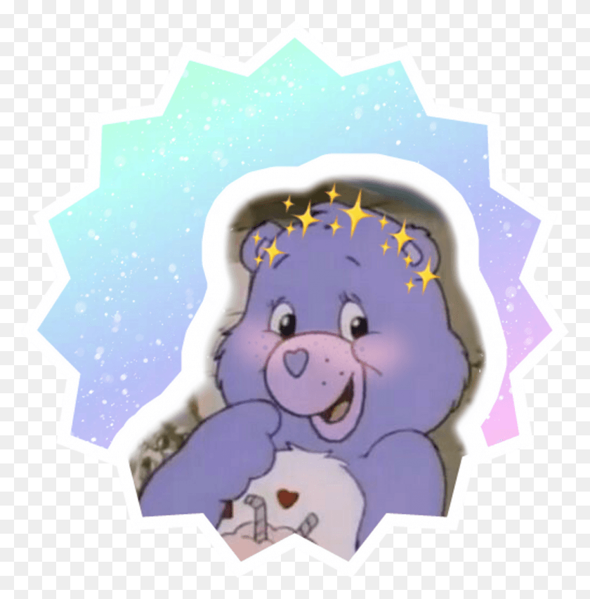 1024x1042 Значок Медвежонка Incon Carebear Loveli Cute Criative Purple Care Bear Aesthetic, Этикетка, Текст, Природа Hd Png Скачать