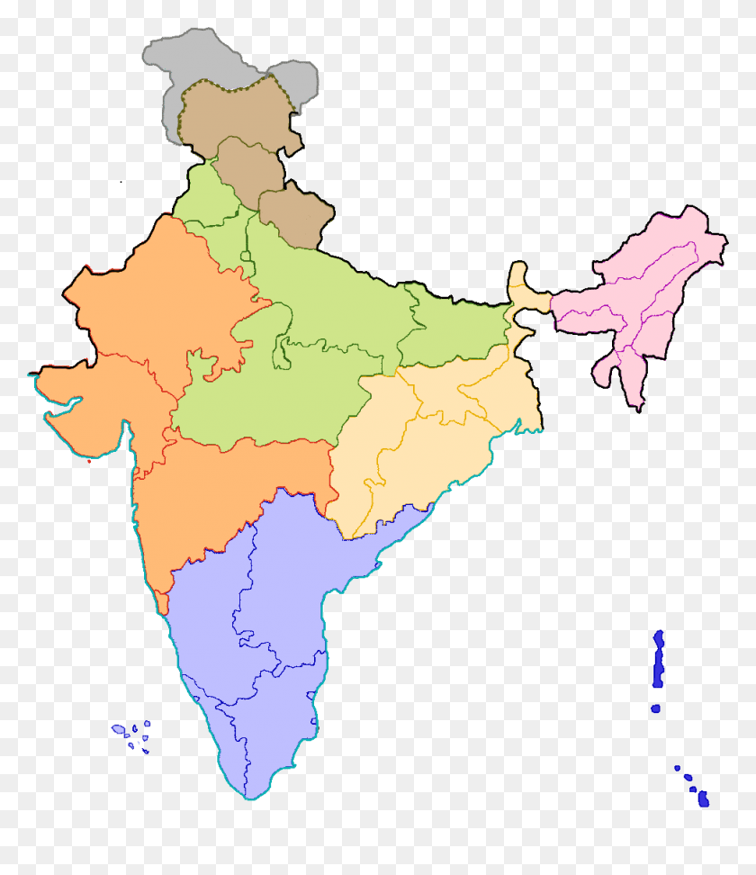 978x1144 La India Png / Mapa De Color De La India Png