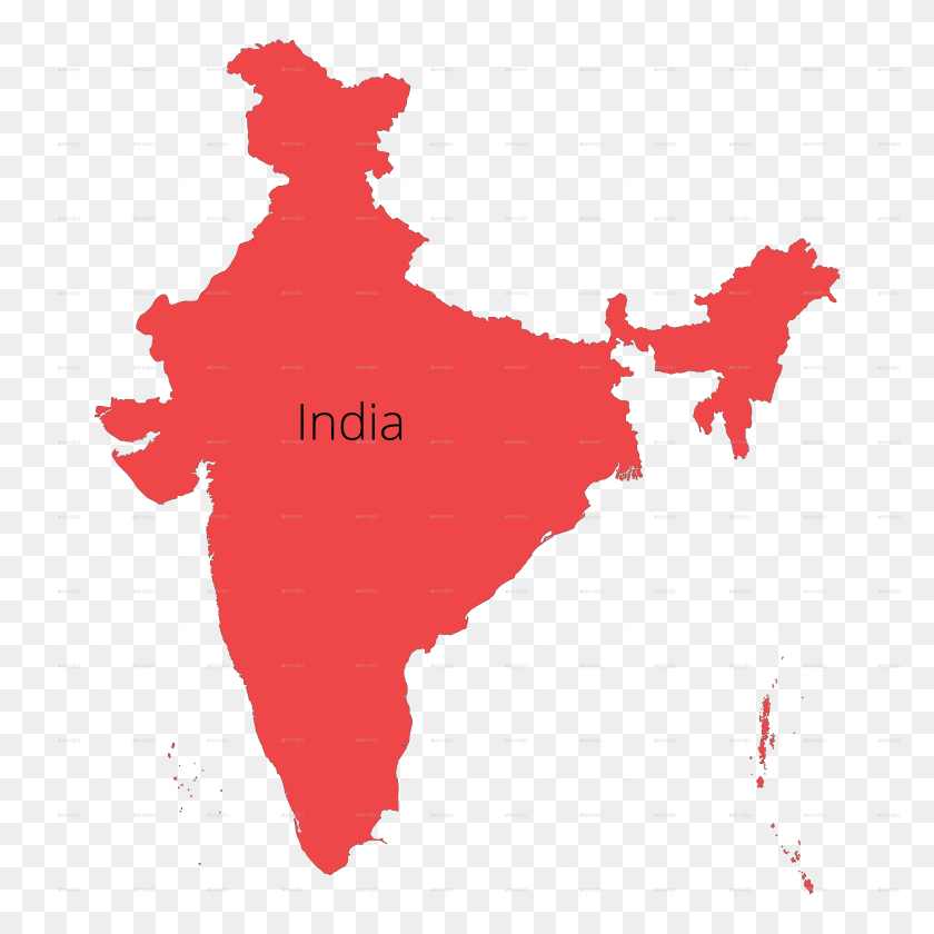 3489x3490 Карта Индии Контур Красный Цвет Международный Аэропорт Раджива Ганди На Карте Индии, На Открытом Воздухе, Участок, Дерево Hd Png Скачать