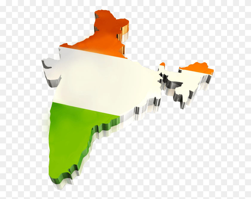 593x606 India Map Photo 3d Map Of India, Symbol, Flag, Light HD PNG Download