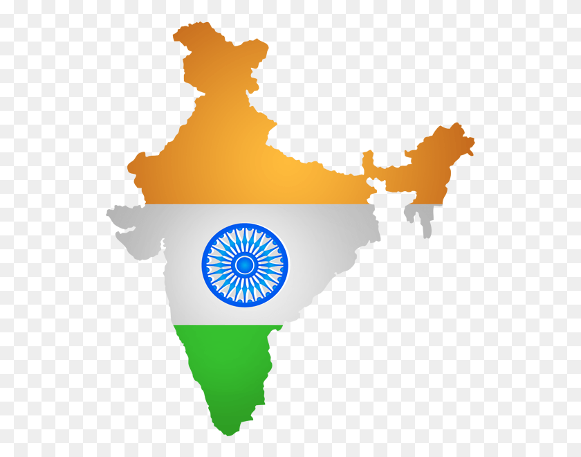 535x600 Descargar Png / Mapa De La India Con Tricolor, Cartel, Anuncio, Símbolo Hd Png