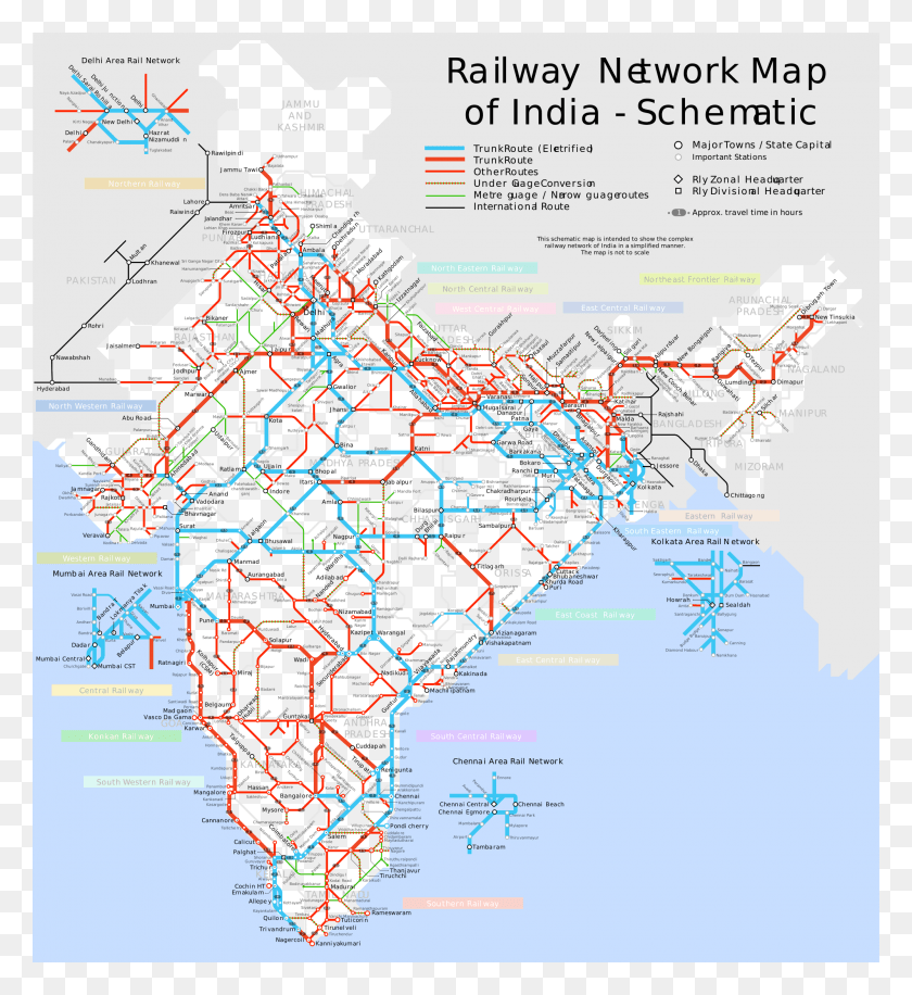 2000x2195 India Railway Schematic Map 20002195 Pixels India Railway Network In India, Diagram, Plot, Atlas HD PNG Download