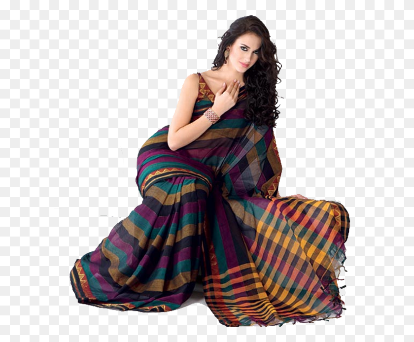621x634 Indian Cotton Design Saree, Dress, Clothing, Apparel HD PNG Download