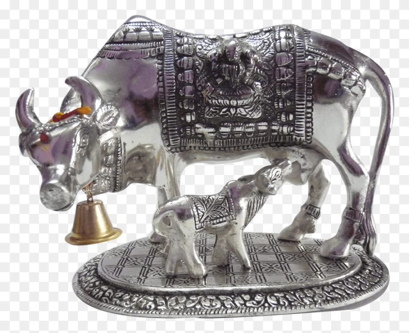 864x693 Индийская Корова С Фигуркой Теленка, Слоновая Кость, Серебро Hd Png Скачать