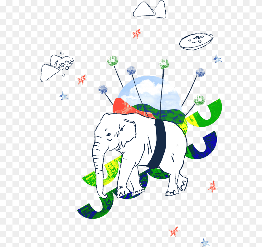 Indian Elephant, Animal, Mammal, Wildlife, Person Sticker PNG