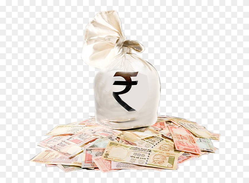 653x558 Indian Rupees Image With Bag Picture Category Indian Money Bag, Number, Symbol, Text HD PNG Download