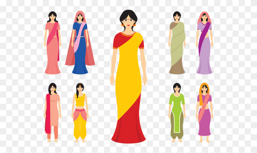 557x441 Индийские Женщины Вектор Индийская Женщина Вектор, Одежда, Одежда, Платье Hd Png Скачать