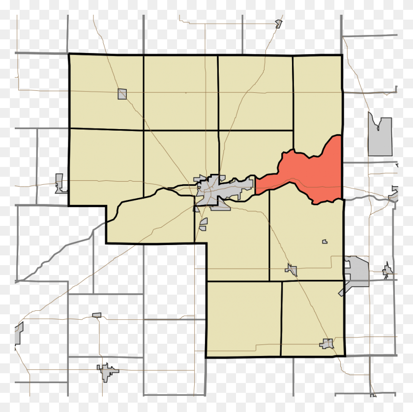 1000x1000 Indiana County Township Map Awesome File Map Highlighting Adams Township Cass County Indiana, Plot, Diagram, Vegetation HD PNG Download