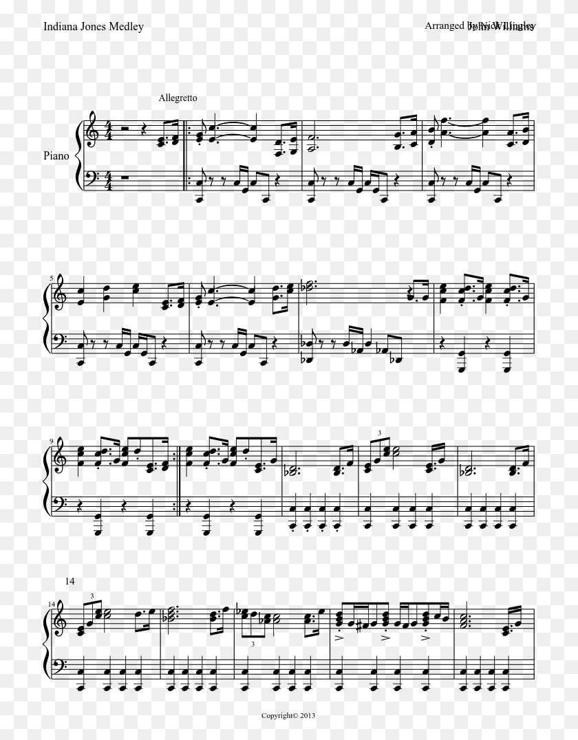 718x1016 Indiana Jones Piano Hooked On A Feeling Piano Sheet, Gray, World Of Warcraft HD PNG Download
