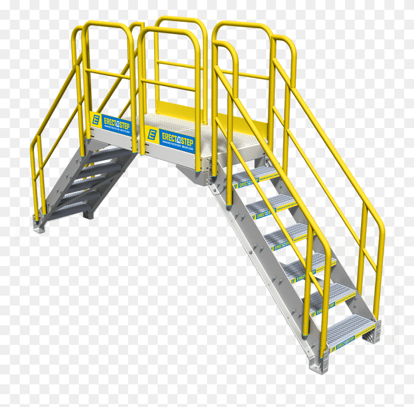 1001x984 Industrial 6 Step Crossover Stairs Playground, Handrail, Banister, Construction Crane HD PNG Download