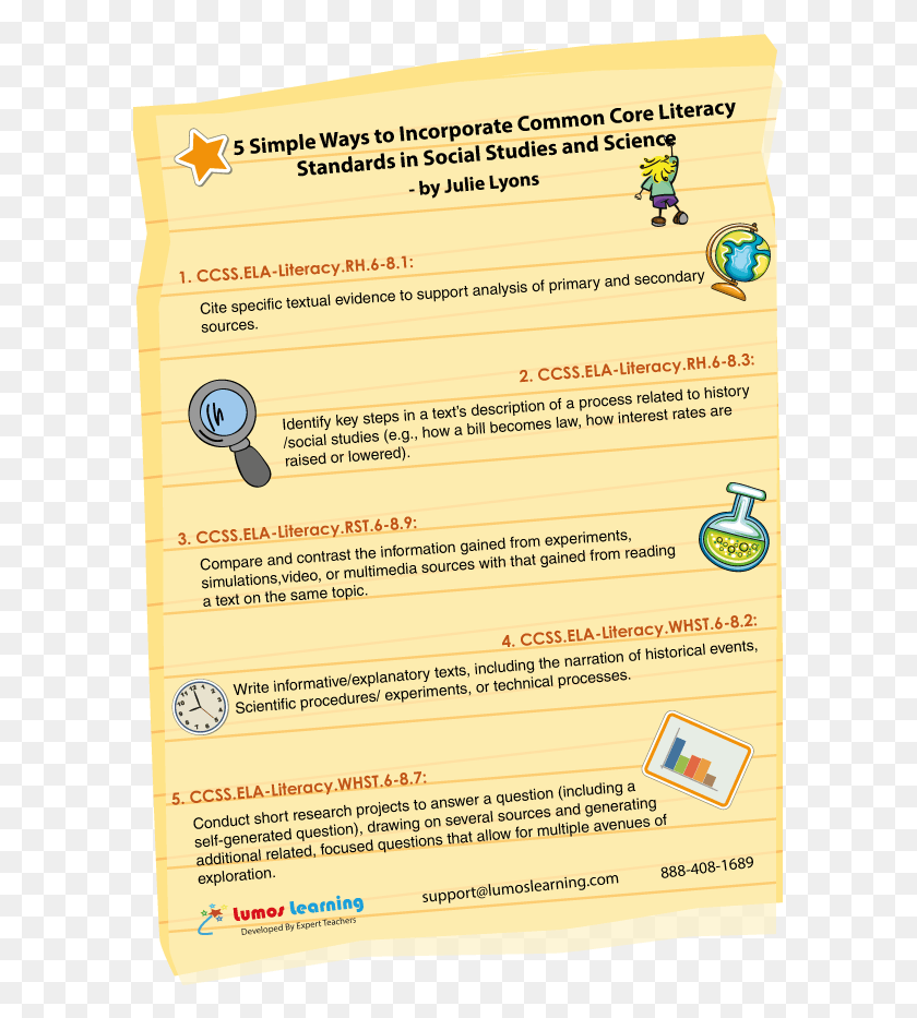 595x873 Infographic On 5 Ways To Incorporate Common Core Literacy 5 Standards Of Social Studies, Text, Menu HD PNG Download