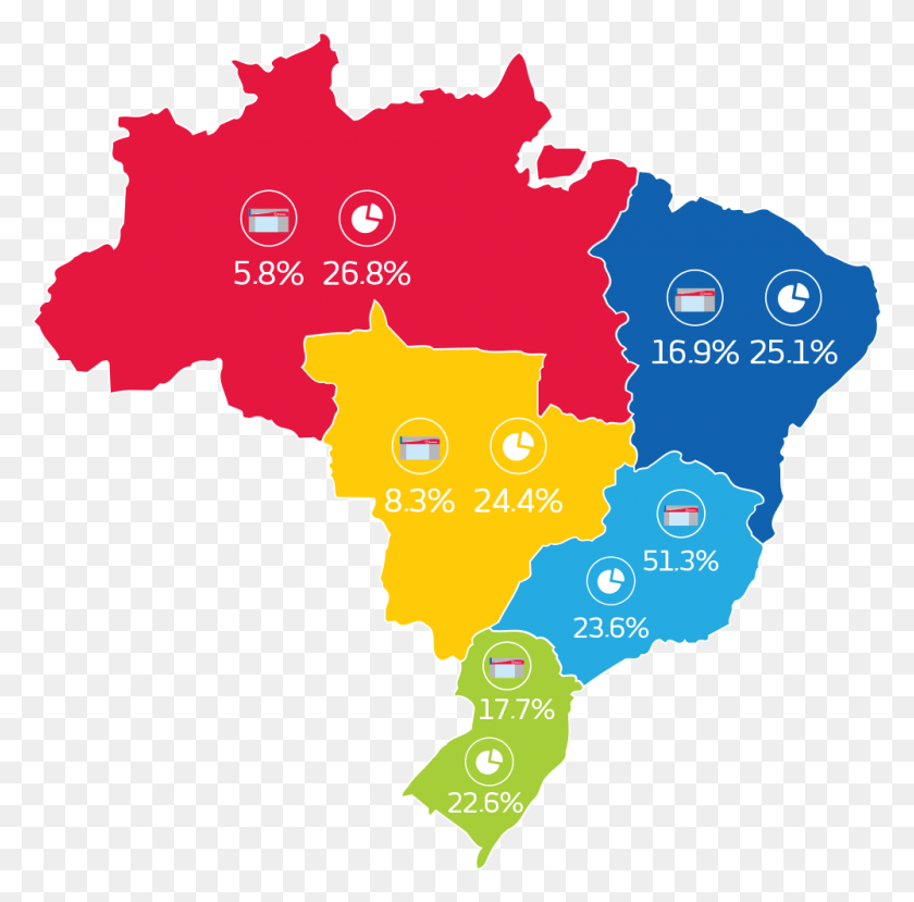 1000x986 Descargar Png Infogrfico Do Total De Agncias E Market Share Do Mapa Do Brasil Pib, Map, Diagram, Atlas Hd Png