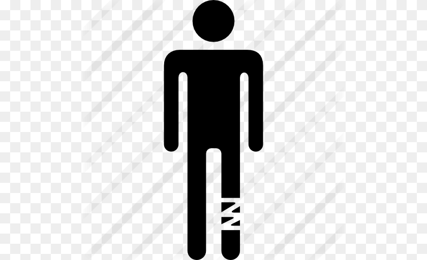 512x512 Injured Leg Of A Standing Man Silhouette, Gray PNG