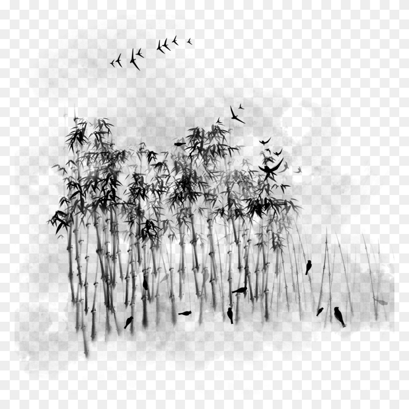 2000x2000 Ink Plant Bamboo Chinese Style Hand Drawn And Psd Sketch, Gray, World Of Warcraft, Text HD PNG Download