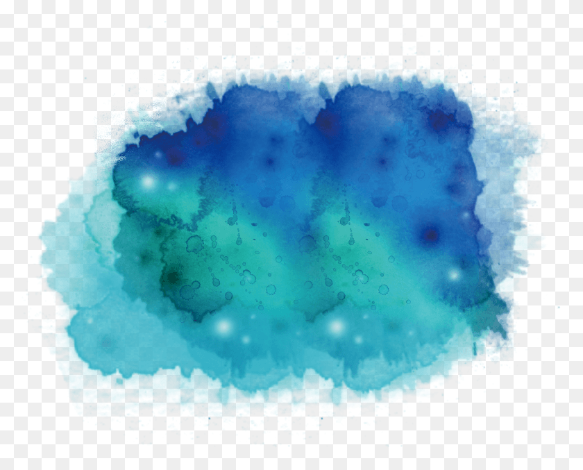 3488x2760 Ink Wash Painting Watercolor Painting Blue Teal Illustration Blue And Green Watercolour HD PNG Download