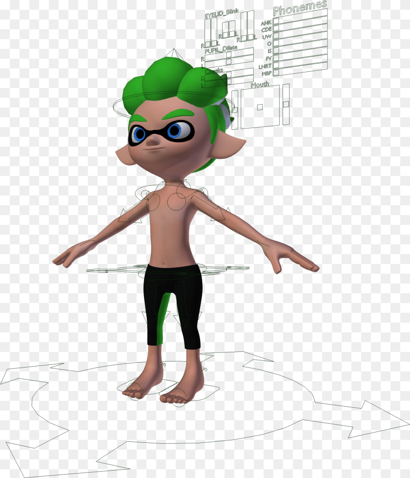 1588x1849 Inkling Boy And Octoling Boy 3d Model Rig From Splatoon Splatoon 2 Octoling Model, Cartoon, Person, Face, Head PNG