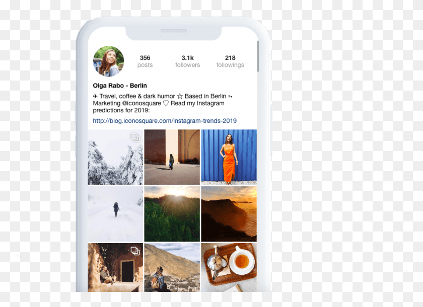 891x629 Instagram Feed Preview On Iconosquare Iphone, Person, Human, Phone HD PNG Download