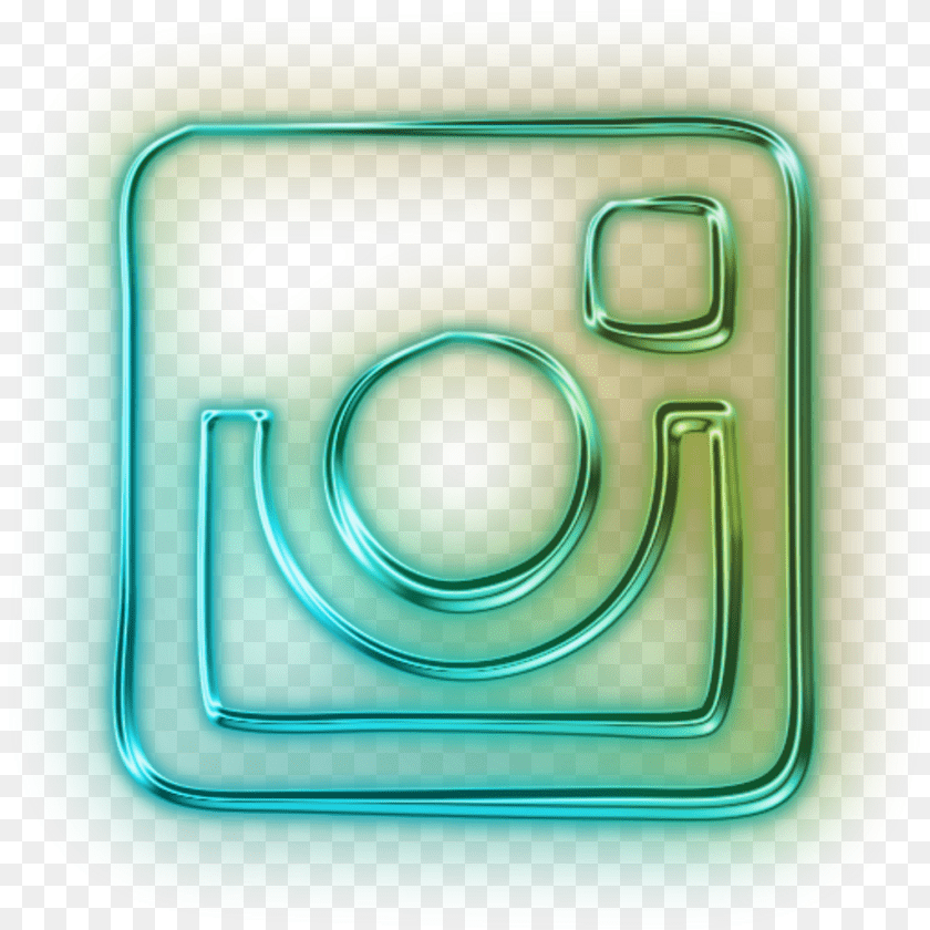 Instagram Neon Instagram Neon Logo, Light, Green Sticker PNG