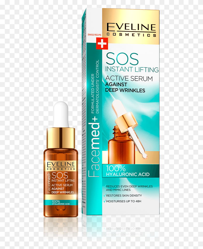 481x971 Instant Lifting Sos Active Serum Against Deep Wrinkles Eveline Serum, Sunscreen, Cosmetics, Bottle HD PNG Download