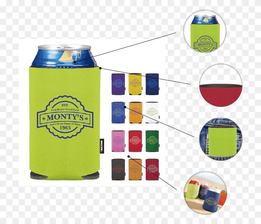 722x660 Insulates Drinks Polyester With Foam Backing Foldable Koozie Collapsible Can Cooler, Label, Text, Bottle HD PNG Download