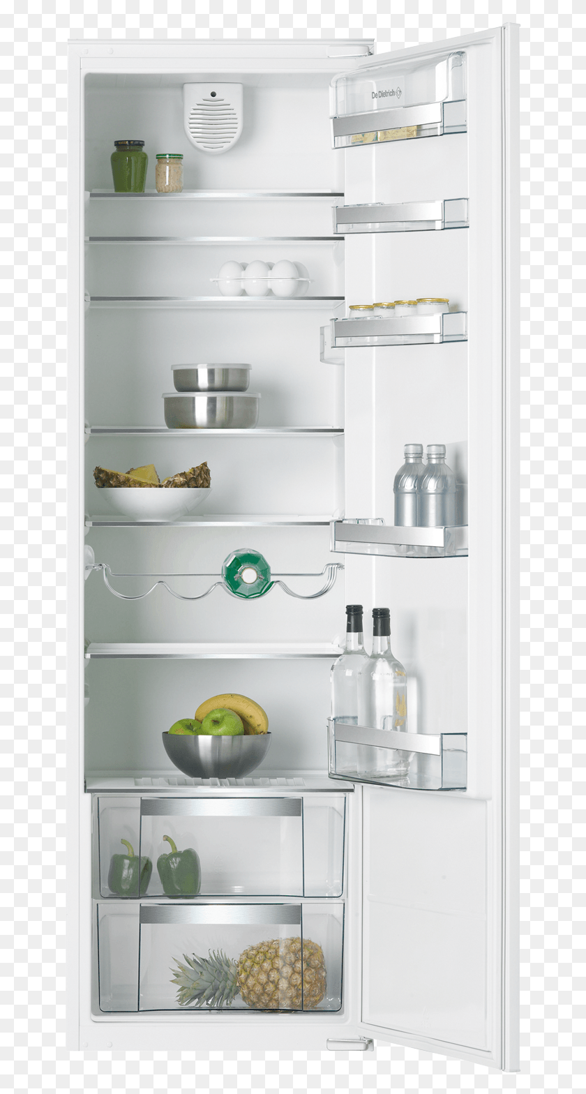 654x1508 Integrated Single Door De Dietrich Integrated Fridge Freezer, Shelf, Furniture, Refrigerator HD PNG Download