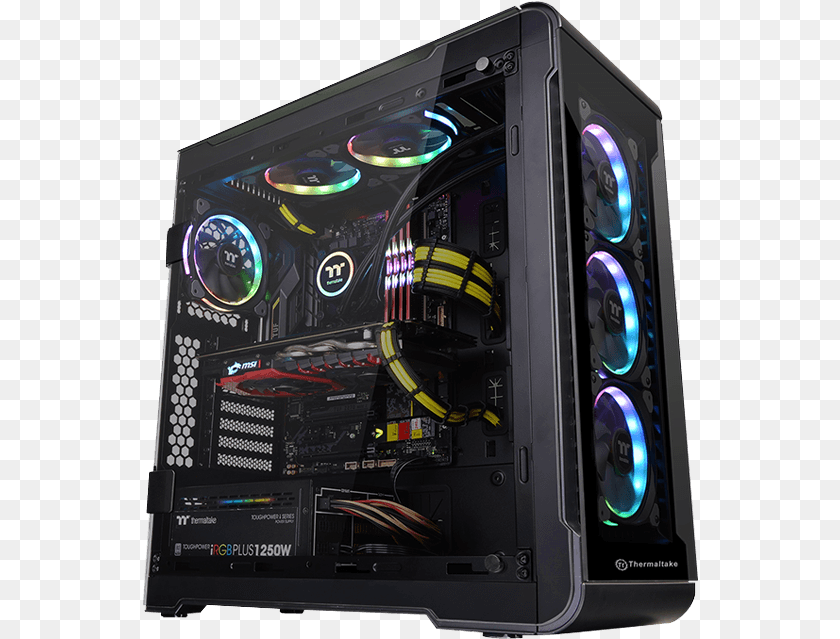 556x639 Intel Z390 Tower Desktop Pc Thermaltake View 32 Tempered Glass Rgb Edition Mid, Computer Hardware, Electronics, Hardware, Computer PNG