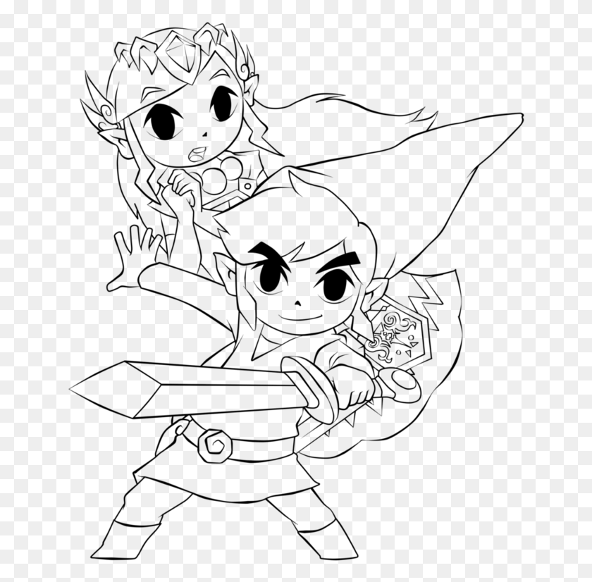 649x766 Interesting Ideas Link Coloring Pages Toon Zelda Coloringstar Toon Link And Zelda Coloring Pages, Gray, World Of Warcraft HD PNG Download