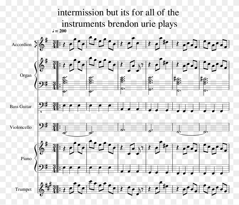 773x661 Intermission But It39s For All The Instruments Brendon Sheet Music, Gray, World Of Warcraft HD PNG Download