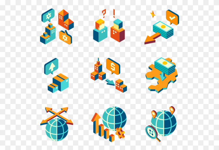 536x517 International Management Isometric Icons, Toy, Rubix Cube HD PNG Download