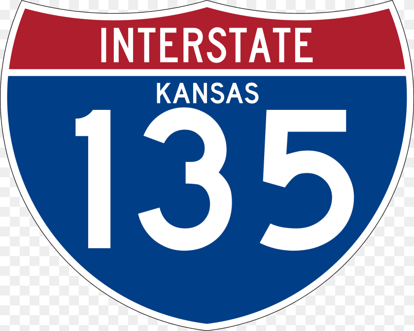 1920x1537 Interstate 135 Kansas Sign Clipart, Symbol, Text, Number Sticker PNG